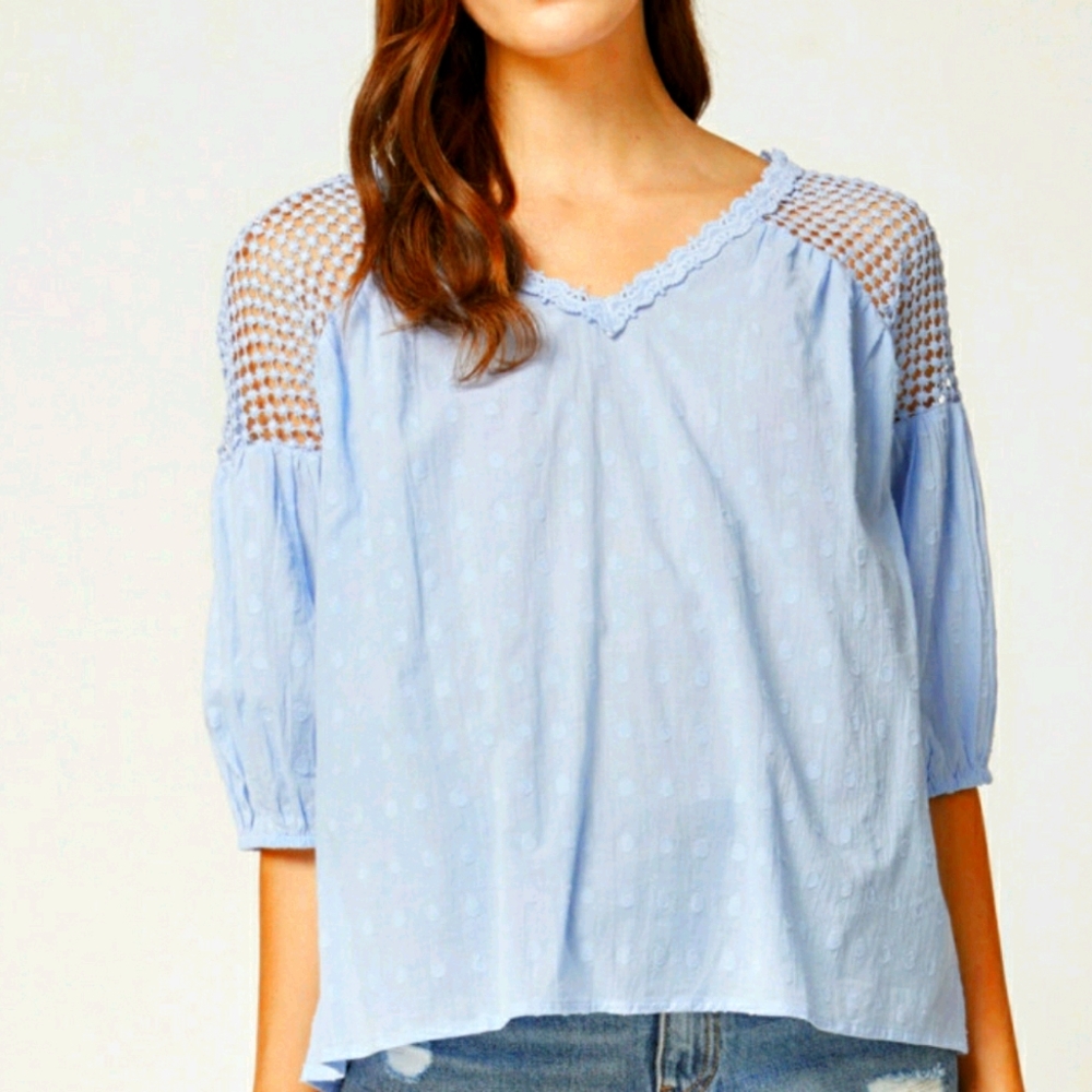 Dotted Crochet Accent Top NWT